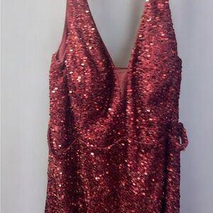 Elegant Sequin Red Prom Dress